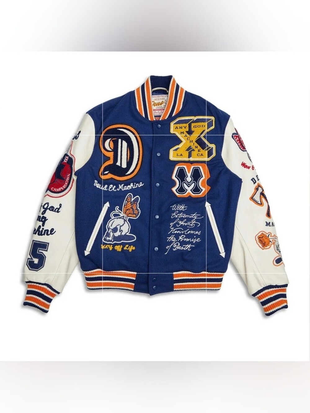 Deus Ex Machina Amanita Varsity Jacket Wool Leather Mens Size Small